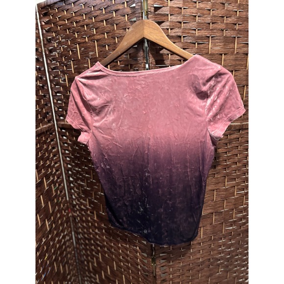 American Eagle Outfitters Velvet Ombre Top Shirt Women's Medium M Burnout Tee - Picture 2 of 7